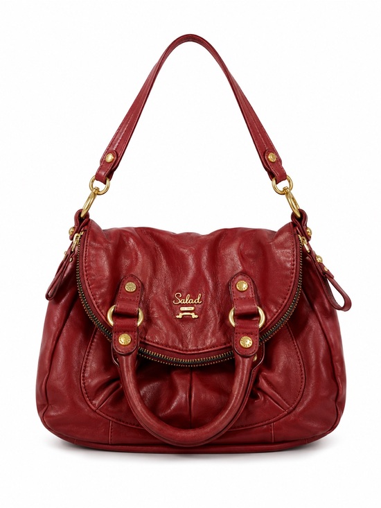 salad Handbags - Red Leather Satchel for Women #y2k